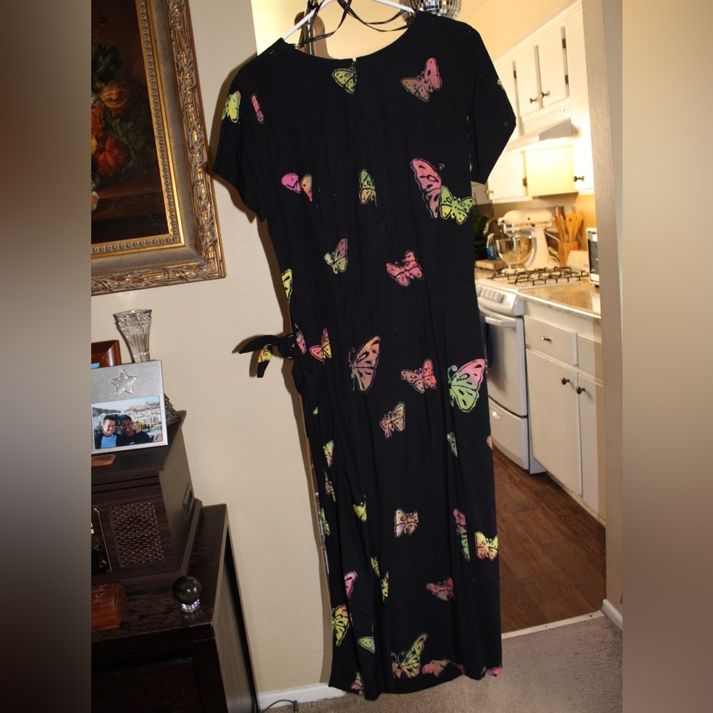 Chic Black Maxi Dress with Butterfly Accents